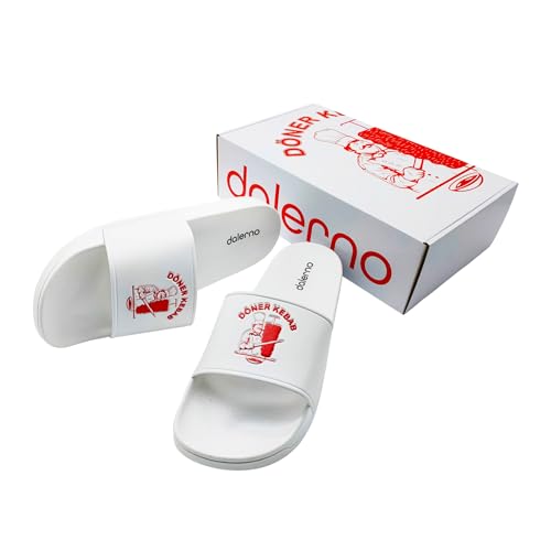 Döner Kebab Badelatschen Latschen Schlappen Gr. 36-46 – Lustiges Geschenkset Herren Damen – Kultige Schuhe Hausschuhe Pantoletten Slipper (EU Schuhgrößensystem, Erwachsene, Numerisch, M, 47) von dalerno