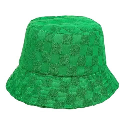 Grüner Hut Damen Herren – Fischerhut Retro Schachbrett Muster aus Frottee – Stylischer Anglerhut Sommerhut Festival Hut Streetwear Accessoire Y2K Look 90s Style Sonnenhut Bucket Hat von dalerno