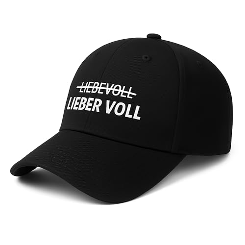 LIEBEVOLL Lieber VOLL Kappe Schwarz Lustige Basecap Alkohol Feiern Party Malle Cap Festival Herren Damen Junggesellenabschied Geschenk Cappy von dalerno