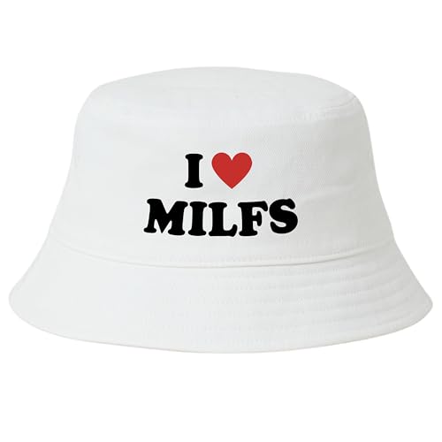 Lustiger Fischerhut Buckethat I Love Milfs Strandhut Fischerhut Mallorca Junggesellenabschied Party Festival Hut Feiern Sonnenhut Goldstrand Fischermütze Baumwolle Anglerhut Hut Kappe Mütze von dalerno