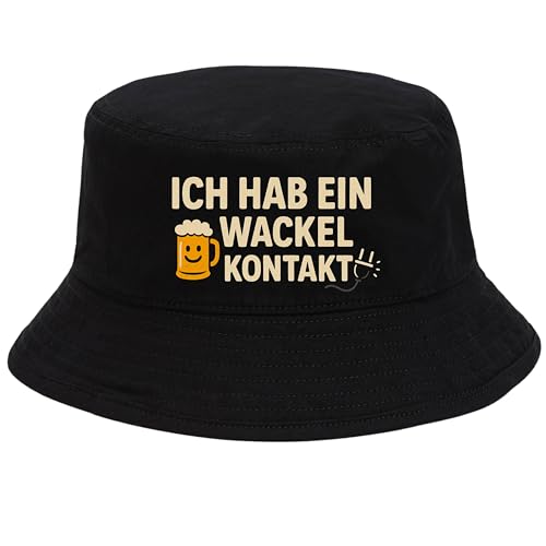 Lustiger Hut Malle „Ich hab ein Wackelkontakt“ – Spaß Fischerhut für JGA Saufen Ballermann Festival Männer Urlaub Partyhut Trinkhut Saufhut Mallehut Strandhut Geschenk Gag Accessoire Fischerhut Witzig von dalerno