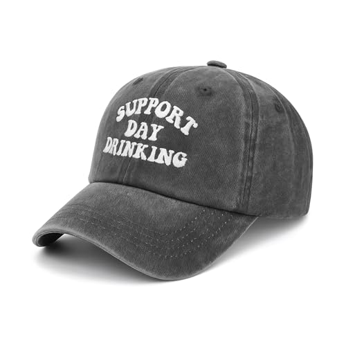 Support Day Drinking Kappe Vintage Cap – Lustige Kappe Retro Baseballcap Used Look Baumwolle Schwarz – Festival Partyhut JGA Männer Frauen Junggesellenabschied Saufen Alkohol Spaß Geschenk Malle von dalerno