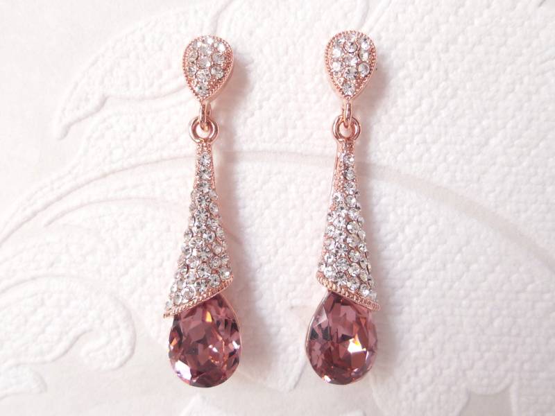 Blush Rose Gold Ohrringe Mit Custom Farbe Kristall Hochzeitsschmuck Für Vintage Glam Braut 1920Er Jahre Art Deco Pink Schmuck Blush Rose Gold Ohrringe Mit Custom Farbe Kristall Hochzeitsschmuck Für Vintage Glam Braut 1920Er Jahre Art Deco Pink Schmuck von dalfiya