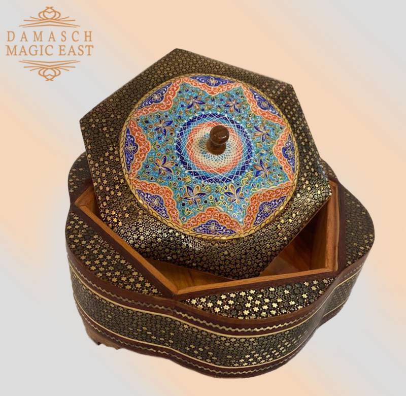 Handmade Mosaic Chocolate Box - Wooden Gift With Copper Inlay Unique Eid, Christmas Or Birthday Elegant Syrian Craft von damaschmagiceast