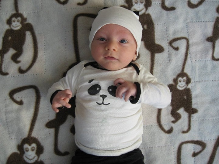 Bio-Baumwolle Panda Langarm Und Kurzarm Shirt von damomomo