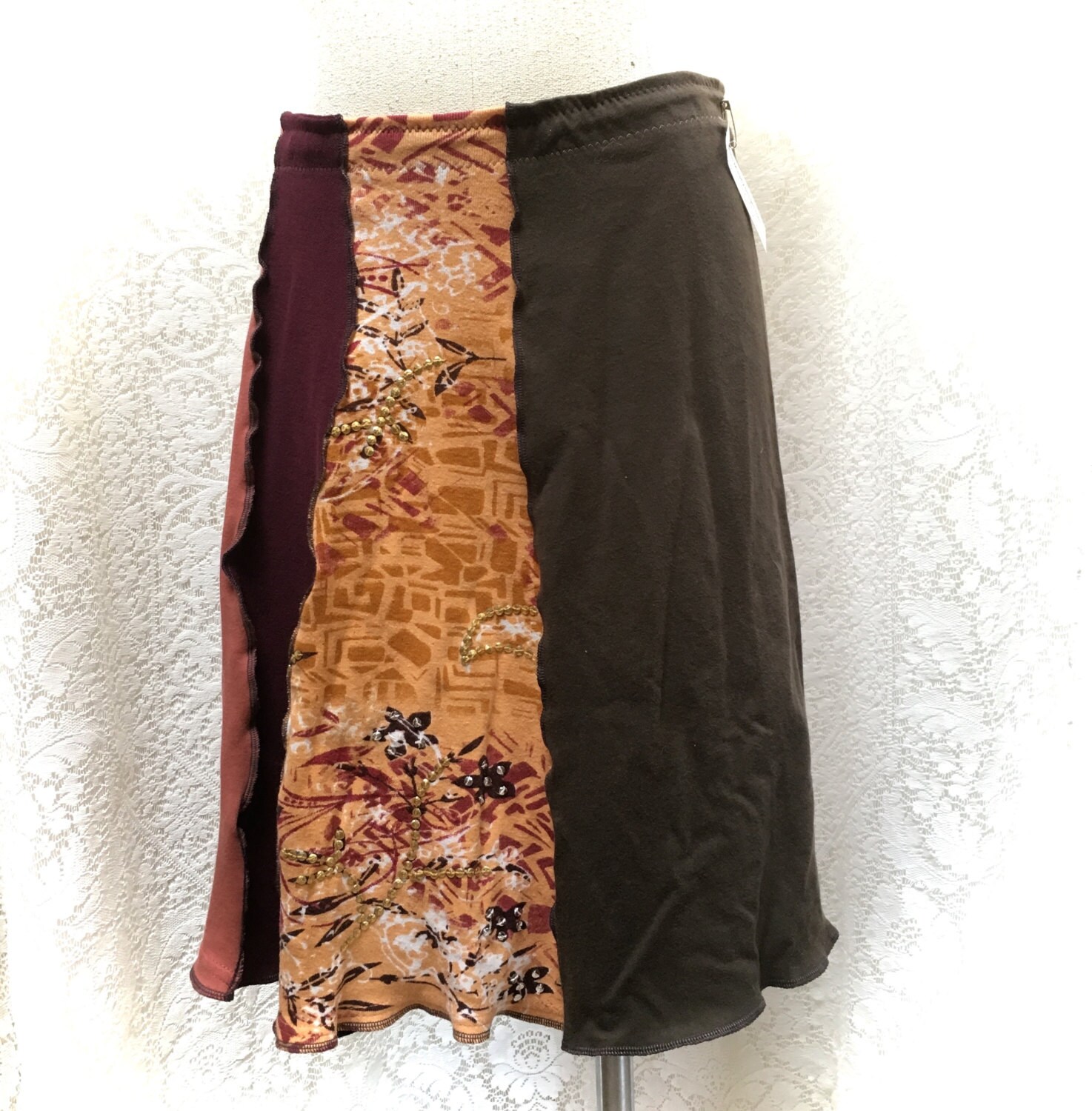 Sommerlicher Baumwollrock, Upcycled Kleidung, Recycelter Large-xl, Patchwork, A-Linie, #sk370 Sommerlicher Baumwollrock, Upcycled Kleidung, Recycelter Large-xl, Patchwork, A-Linie, #sk370 von danamurphydesigns
