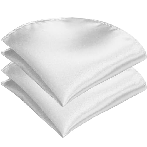 dancepandas Einstecktuch Weiss, 2PCS Stofftaschentücher Herren Taschentücher Einfarbig für Hochzeit,Party-Weiß,22x22 cm von dancepandas