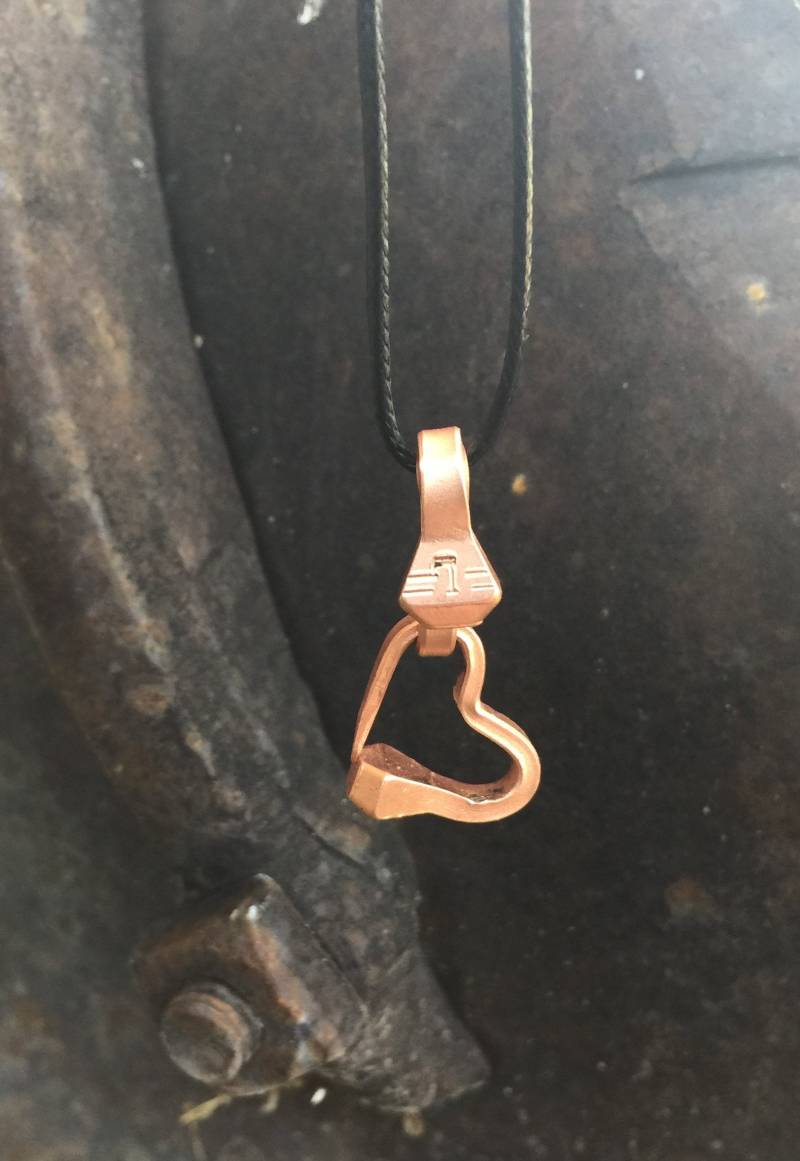 Kupfer Hufeisen Nagel Herz Anhänger, Kupfer-Anhänger, Halskette, Schmuck, Westlichen Westliche Halskette von dandsironworks