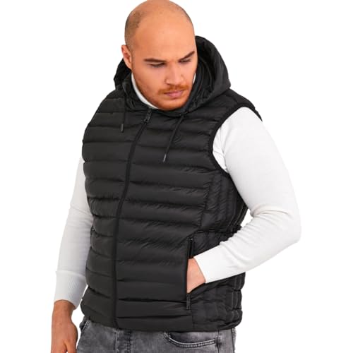 danger Übergröße Herren Weste, Wasserdicht, Winddicht,%100 Polyester, Atmungsaktiver Stoff, Leicht und Strapazierfähig Mantel Herren Winter, Waschbar, Große von 3X bis 7XL | 3XL - Schwarz von danger