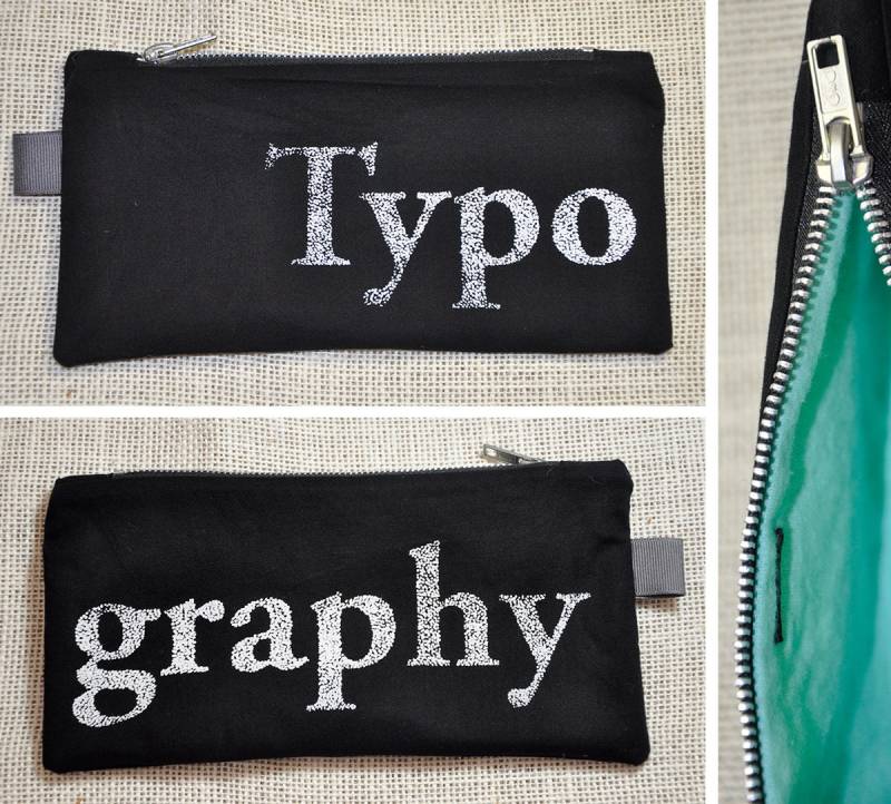 Typografie... Siebdruck Stiftemäppchen Mit Reißverschluss ... Schwarz Und Mint Typografie... Siebdruck Stiftemäppchen Mit Reißverschluss ... Schwarz Und Mint von dangersquirrel