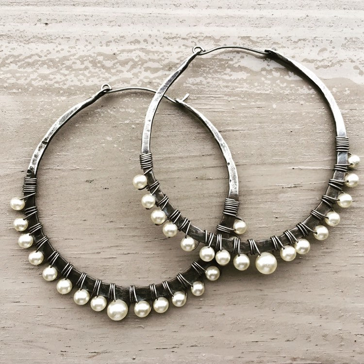 Creolen/Silber Sterling Perlen Große Daniellerosebean Ohrringe Boho Creolen/Silber Sterling Perlen Große Daniellerosebean Ohrringe Boho von daniellerosebean