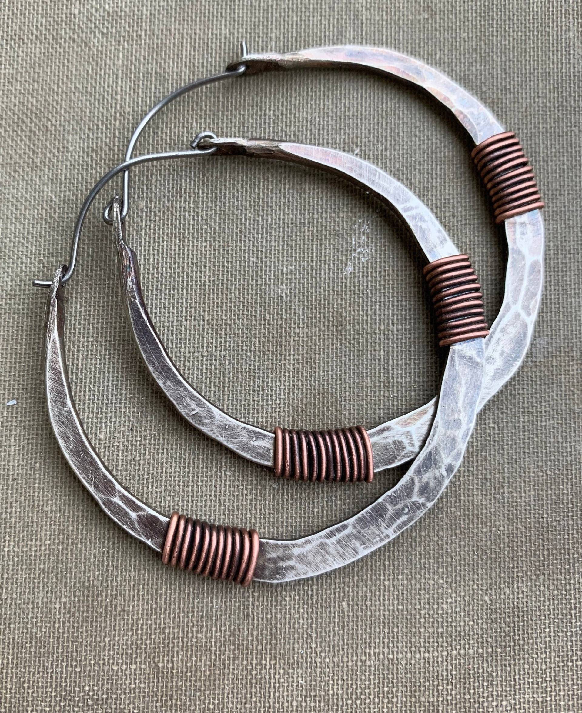 Mixed Metal Creolen/Sterling Silber Statement Schmuck Kupfer Daniellerosebean Große Silver Mixed Metal Creolen/Sterling Silber Statement Schmuck Kupfer Daniellerosebean Große Silver von daniellerosebean