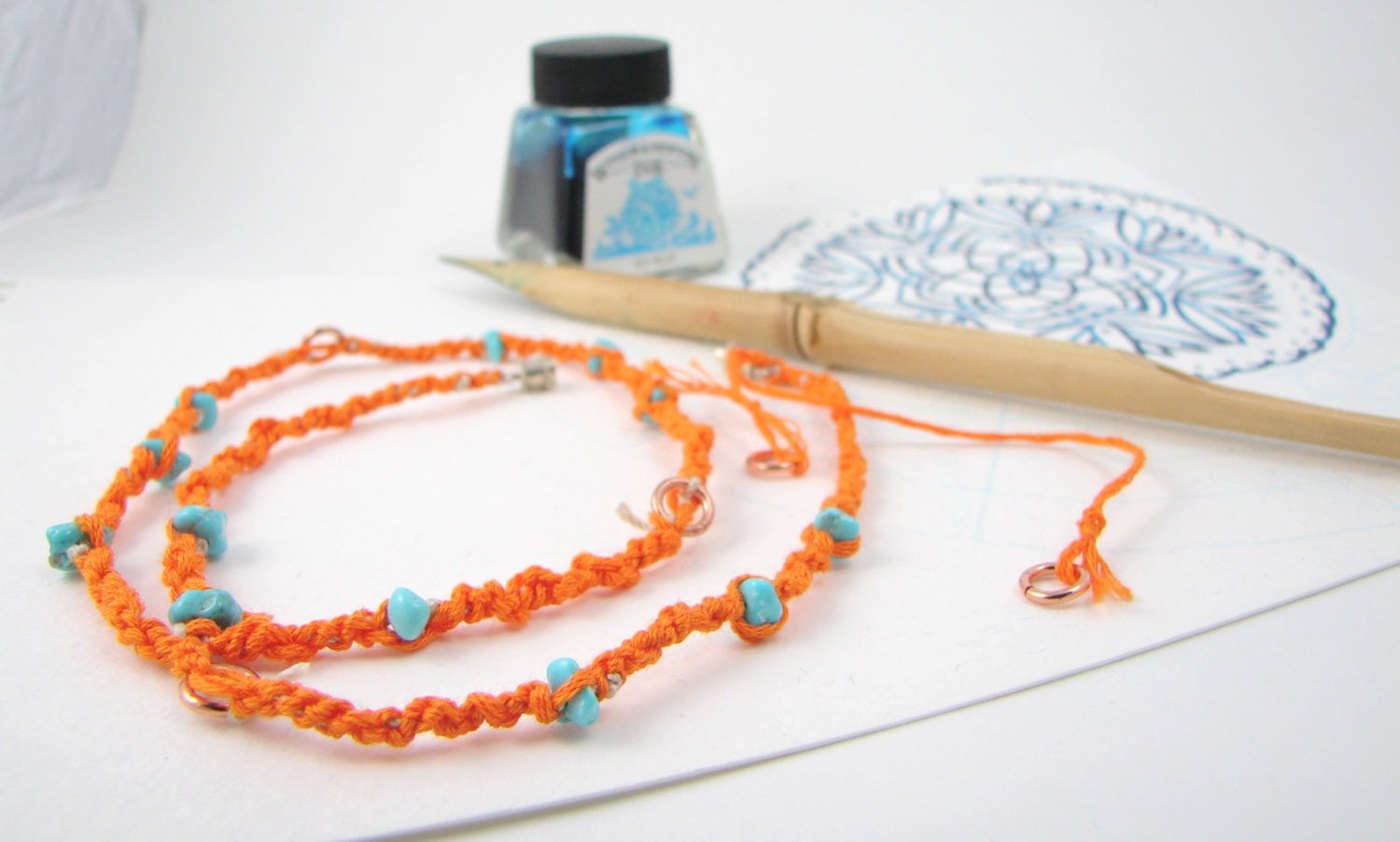 Tangerine Beach - Perlen Und Gewebte Halskette Tangerine Beach - Perlen Und Gewebte Halskette von danielml