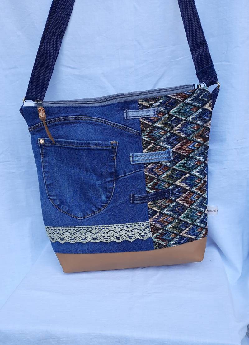 Recycelte Jeanstasche Umhängetasche Cross Body Tasche Damentasche Handtasche von danisbags