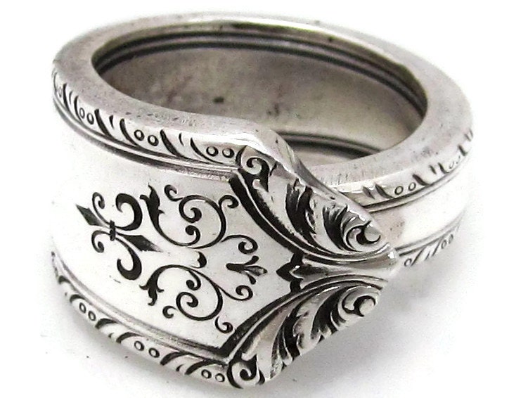 Art Deco Silber Löffel Ring Festzug 1927 von dankartistry