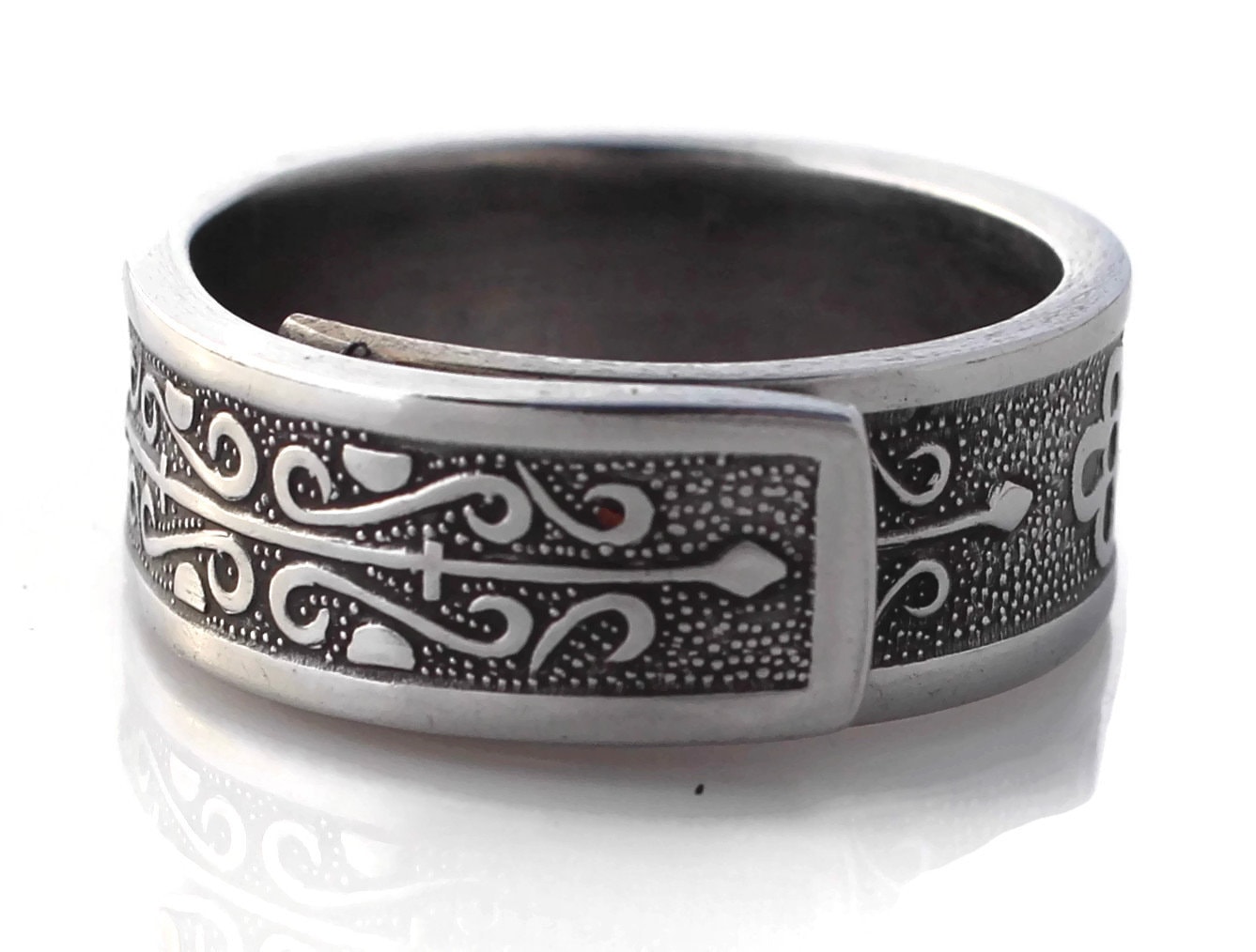 Edelstahl Herren Löffel Ring, Kashmir Classic Style von dankartistry