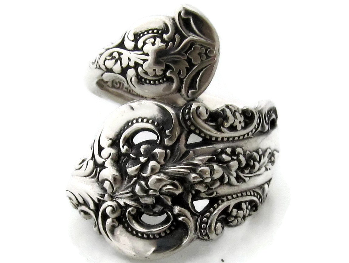 Grand Baroque Sterling Silber Löffel Ring Größen 4 5 6 7 8 8, 5 Massiv 1941 Demitasse Small Wrapped von dankartistry