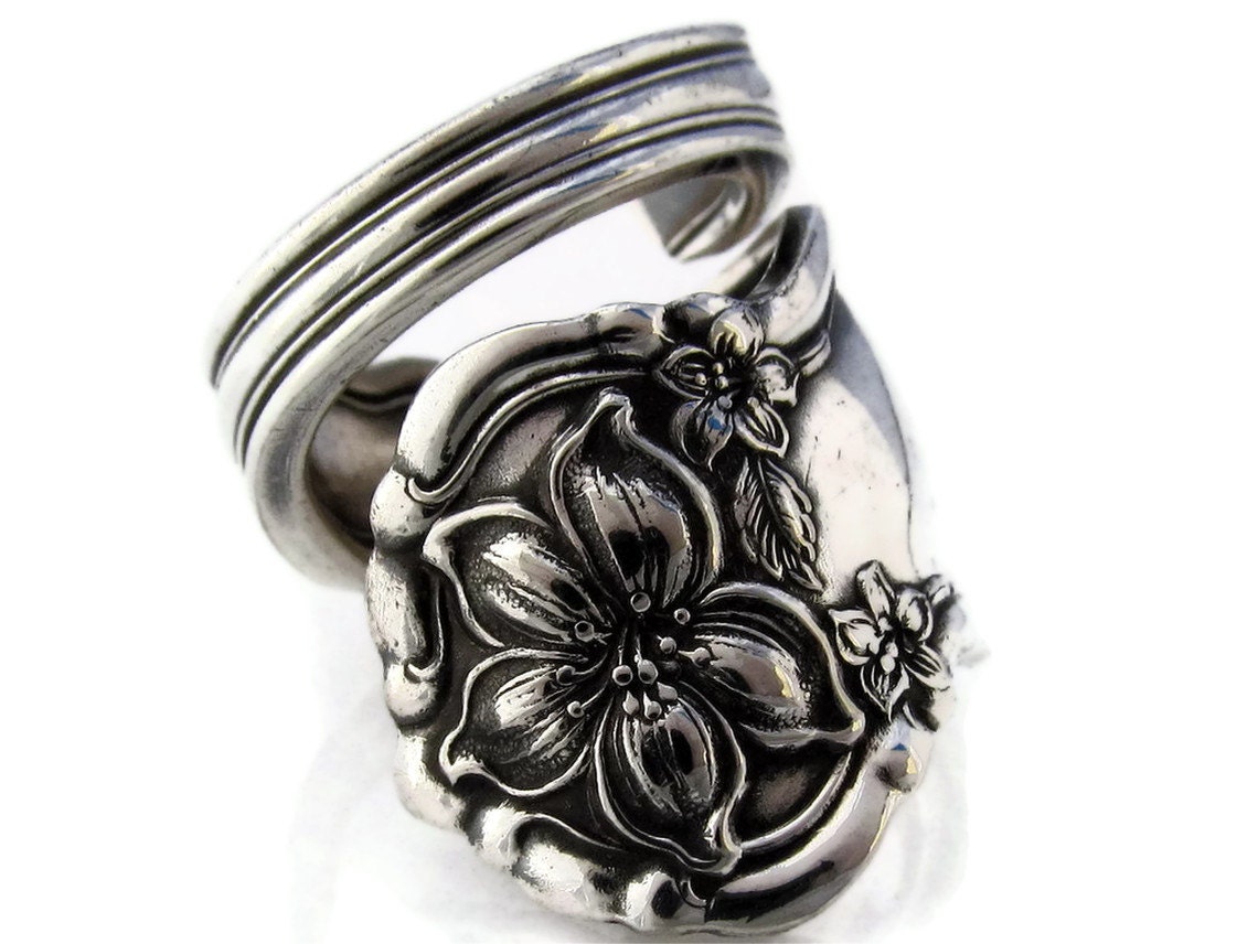 Löffel Ring, 1910 Silber Orangenblüte Wählen Sie Ihre Größe Wrapped von dankartistry