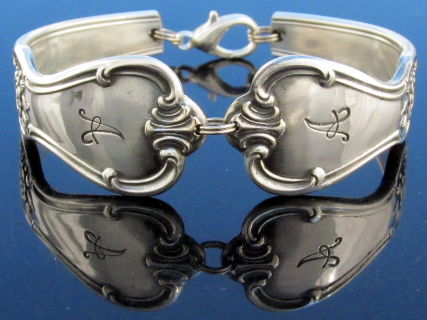 Silber Löffel Armband | Klein, Mittelgroß Signatur Mit Einem Monogramm von dankartistry