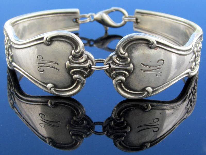 Silber Löffel Armband | Klein, Mittelgroß Signatur Mit M-Monogramm von dankartistry