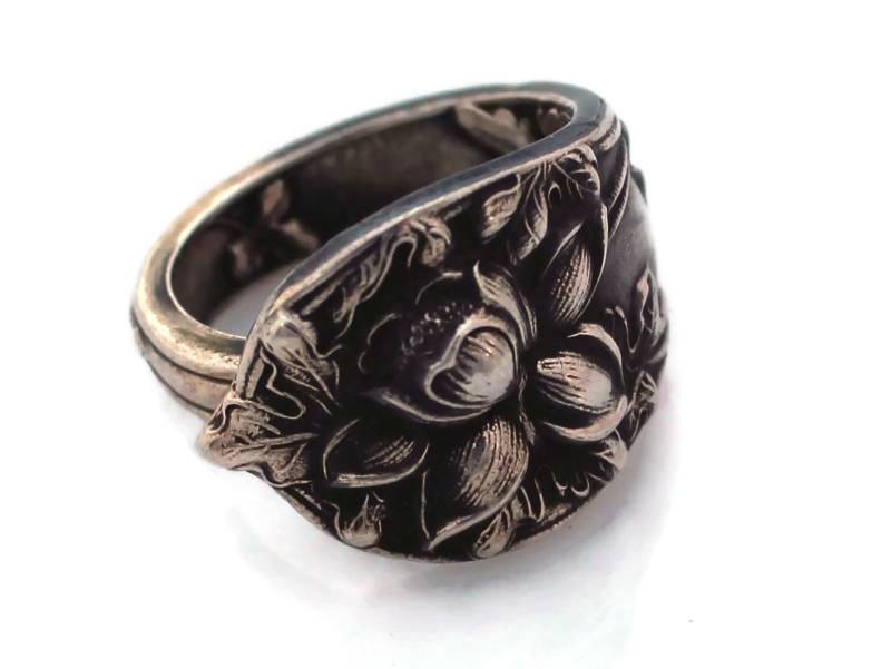 Sterling Silber Narzisse Löffel Ring, Floral Statement Schmuck von dankartistry