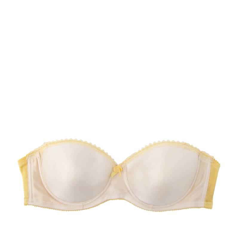 Umweltfreundliche Mode ~ Handgemachte Upcycled Nachhaltige Dessous Trägerloser Bh Handgefärbte Frau Elegante Gelbe Zwiebel Natürliche Farbstoff von daphnaelbee