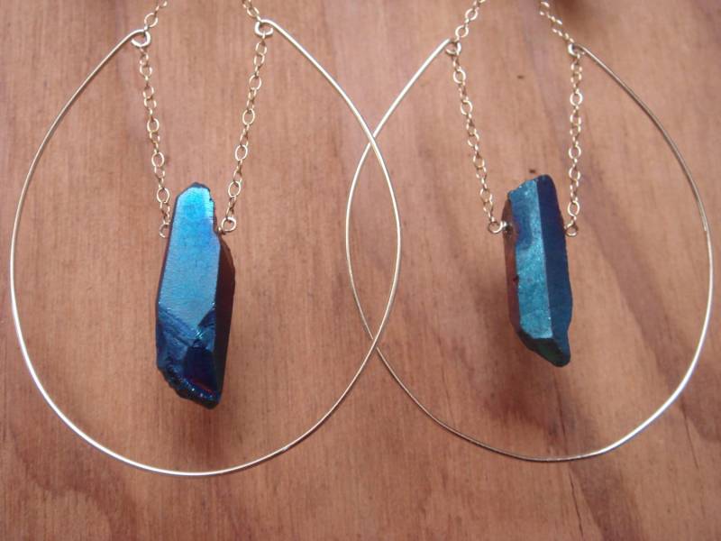 Aura Quarz Gold Tropfen Ohrringe von dapht