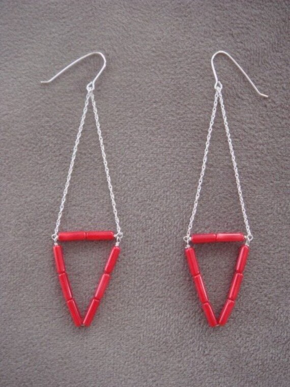 Verkauf - Rote Koralle Dreieck Ohrringe Verkauf - Rote Koralle Dreieck Ohrringe von dapht