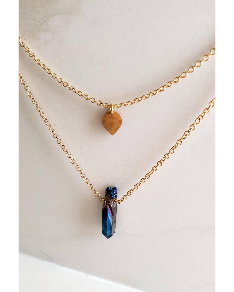 Zwei Stufen Spade & Aura Quarz Halskette von dapht