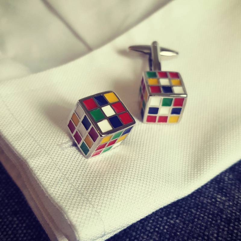 Zauberwürfel - Manschettenknöpfe Versilbert 70S Design von dapperchaps