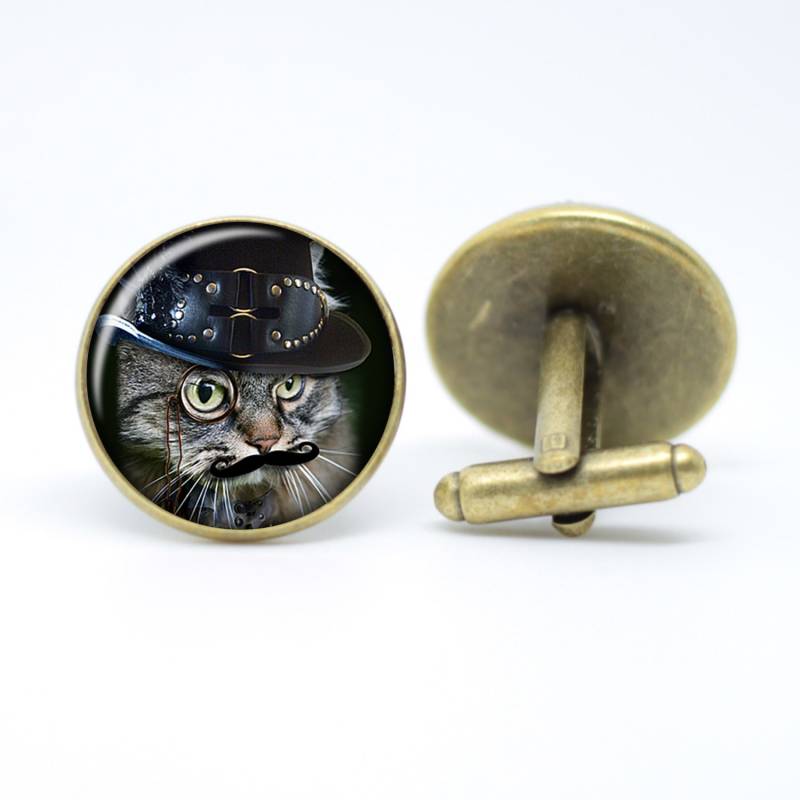 steampunk Katze Manschettenknöpfe, Bronze Oder Silber Finish, Geschenk Für Ihn von dapperchaps