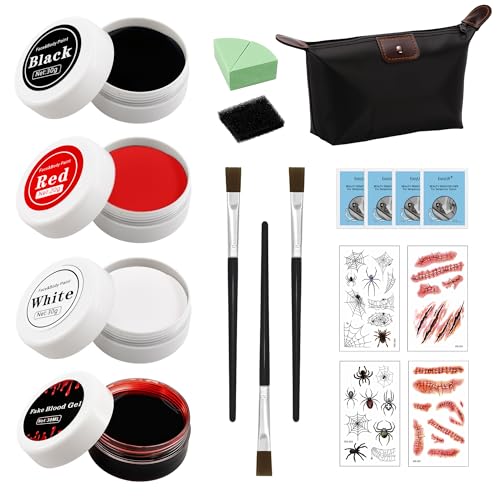 19 Stück schminke halloween set，halloween schminke erwachsene，halloween schminke schwarz weiss rot，zombie vampir clown schminke theaterschminke halloween von daqoupzi