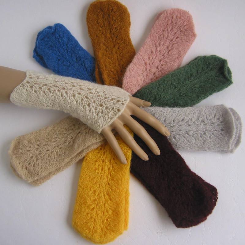 Handgestrickte Alpaka Handstulpen Fingerlose Handschuhe Pulswärmer Armstulpen Manschette Nahtlos 54% Mit Merino Hauchzart Federleicht von darauffreueichmich