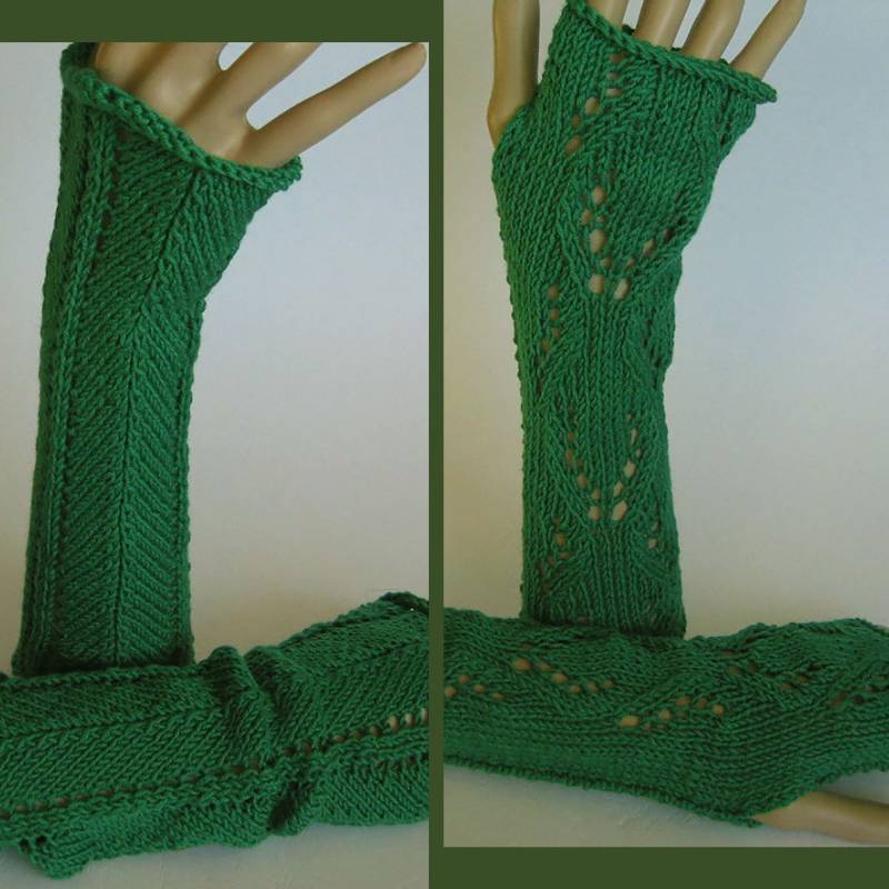 Handgestrickte Merino Armstulpen Pulswärmer Fingerlose Handschuhe Handstulpen in Grün Aus 50% Merinowolle Mit Baumwolle Ein Vintage Garn von darauffreueichmich