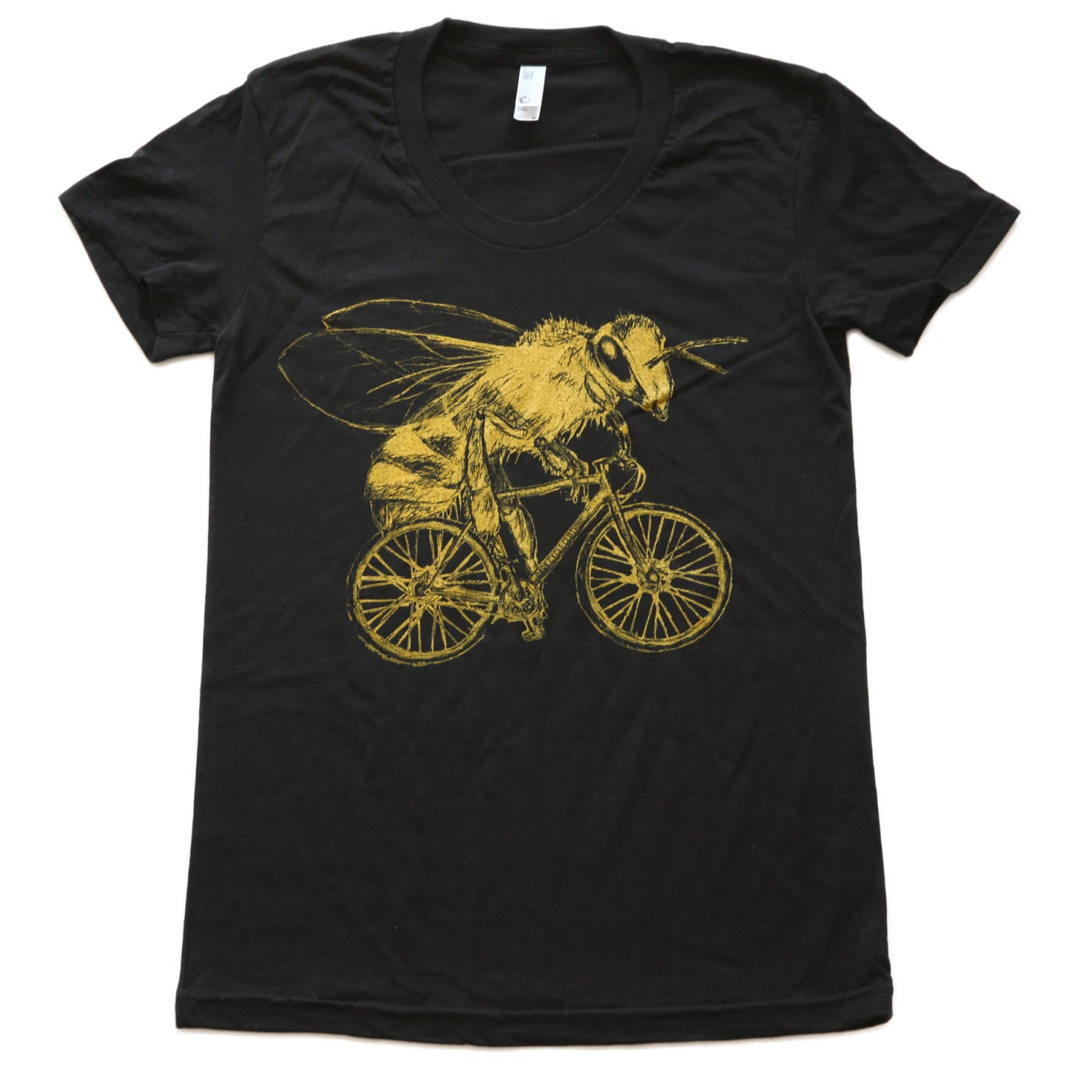 Bee On Fahrrad-Shirt Siebdruck-Grafik-T-Shirt von darkcycleclothing