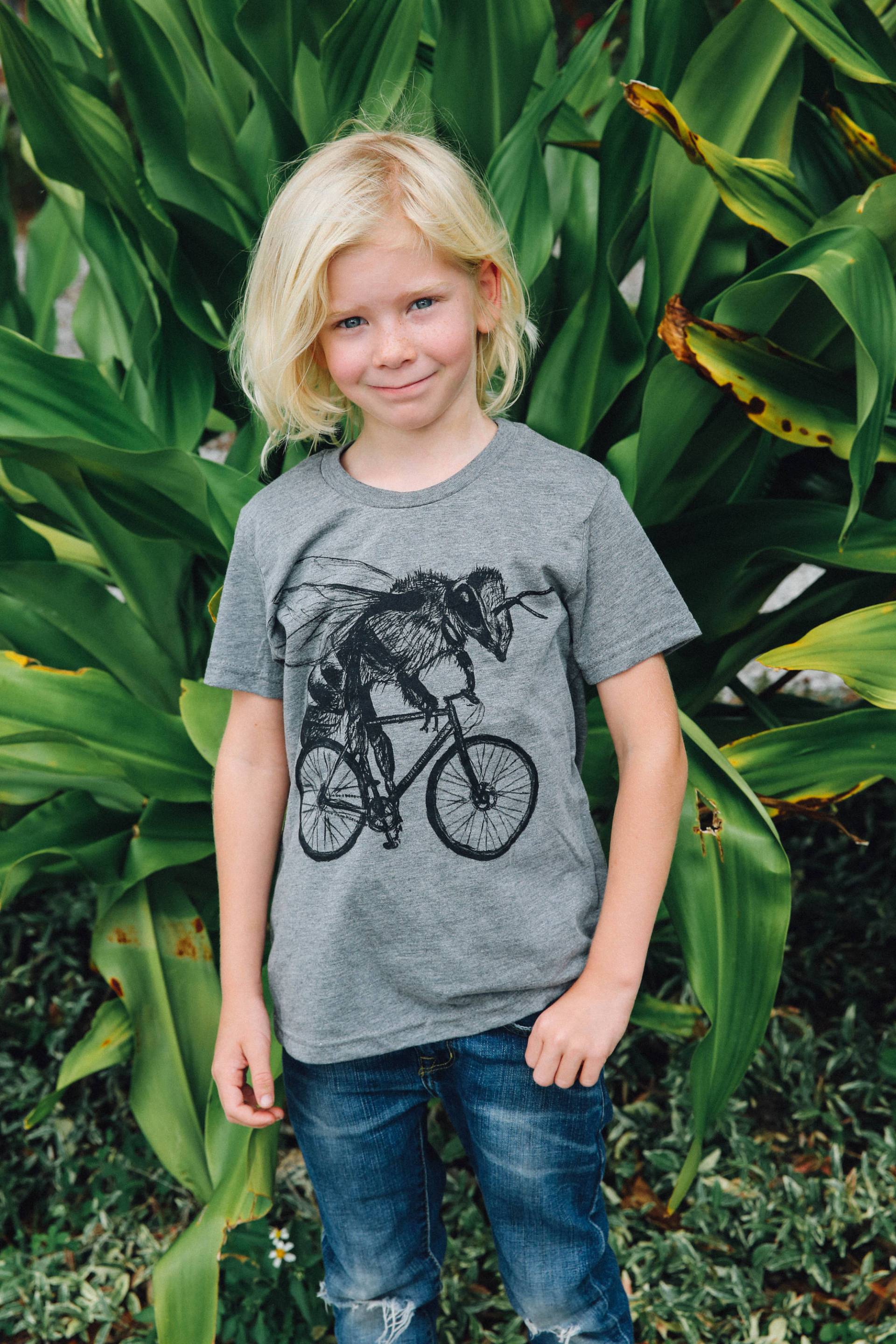 Bee Reitfahrrad Kinder T-Shirt - Siebdruck Tier Fahrrad Shirt von darkcycleclothing