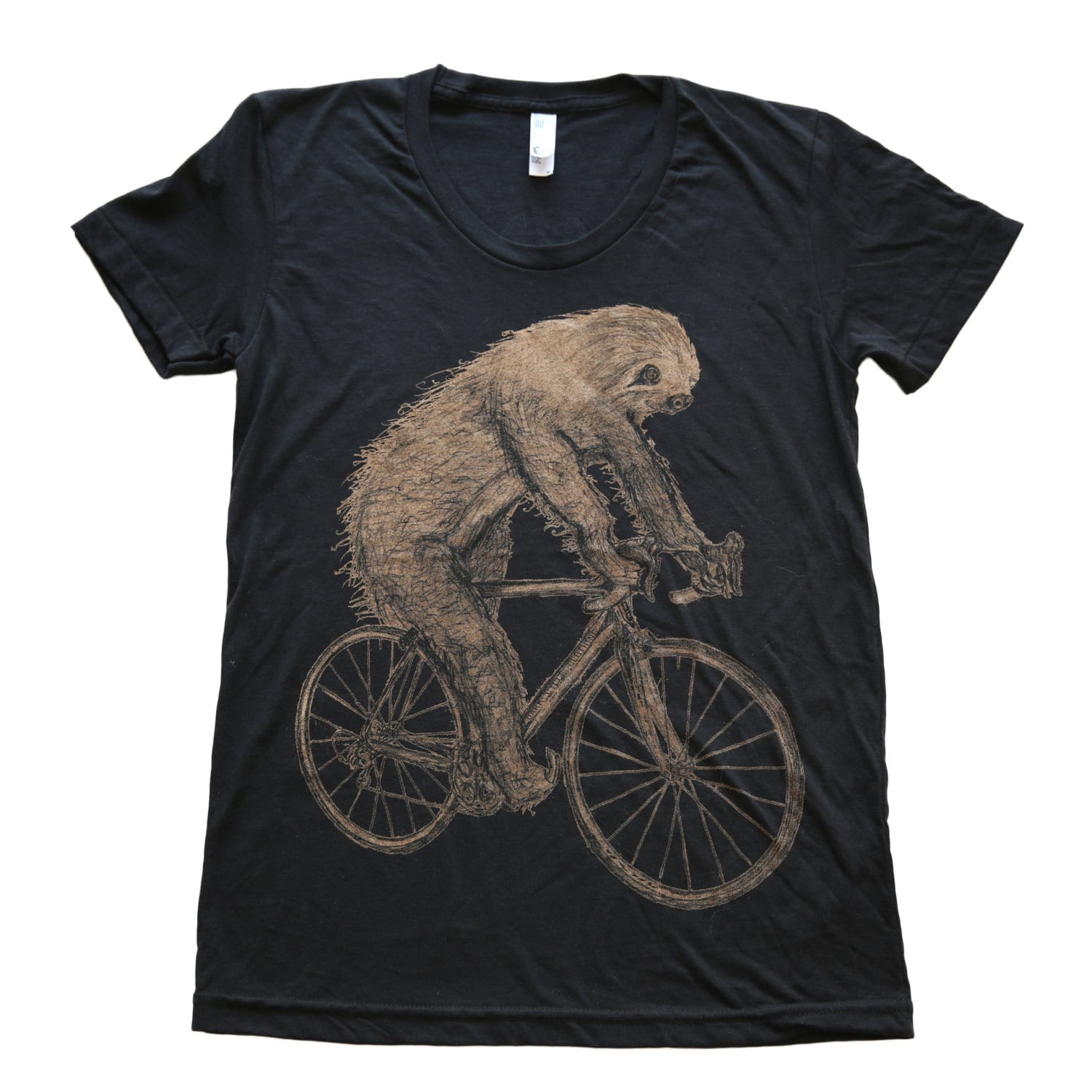 Faultier Auf Fahrrad Damen T-Shirt Handgesiebtes Tri-Blend T-Shirt von darkcycleclothing