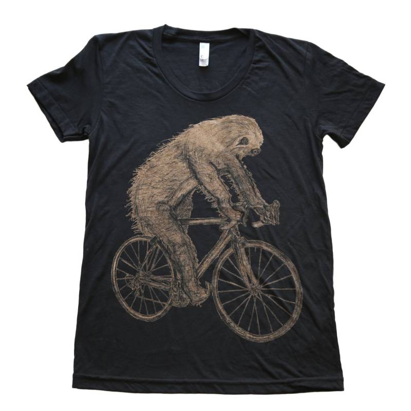 Faultier Auf Fahrrad Damen T-Shirt Handgesiebtes Tri-Blend T-Shirt von darkcycleclothing