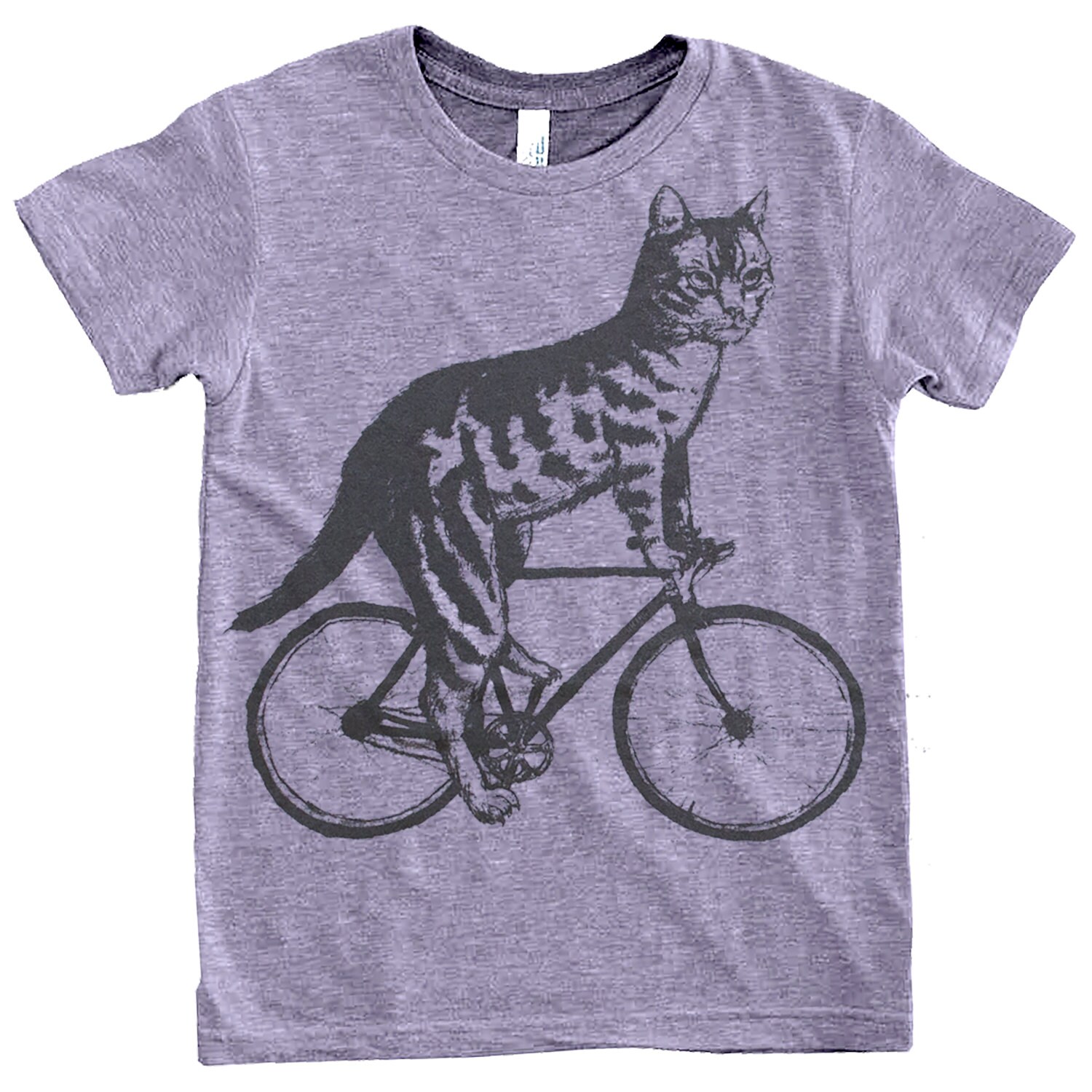 Katze Auf Einem Fahrrad - Jugend 8-10-12-Tri-Grau-T-Shirt von darkcycleclothing