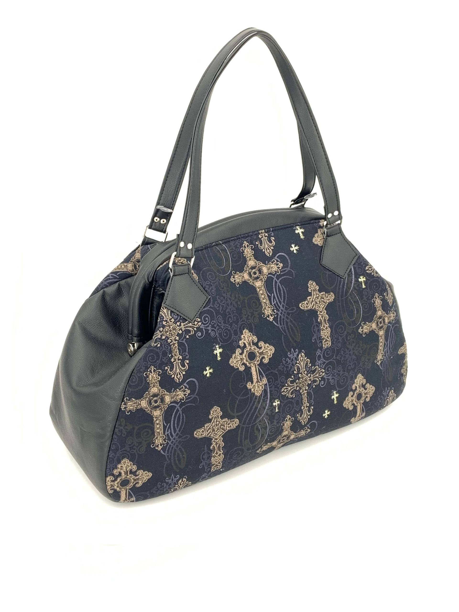 Große Handgemachte Doktortasche Handtasche Schwarz "Cross" Unikat Ca. 45 X30 20 cm von darkrainbowcrafts