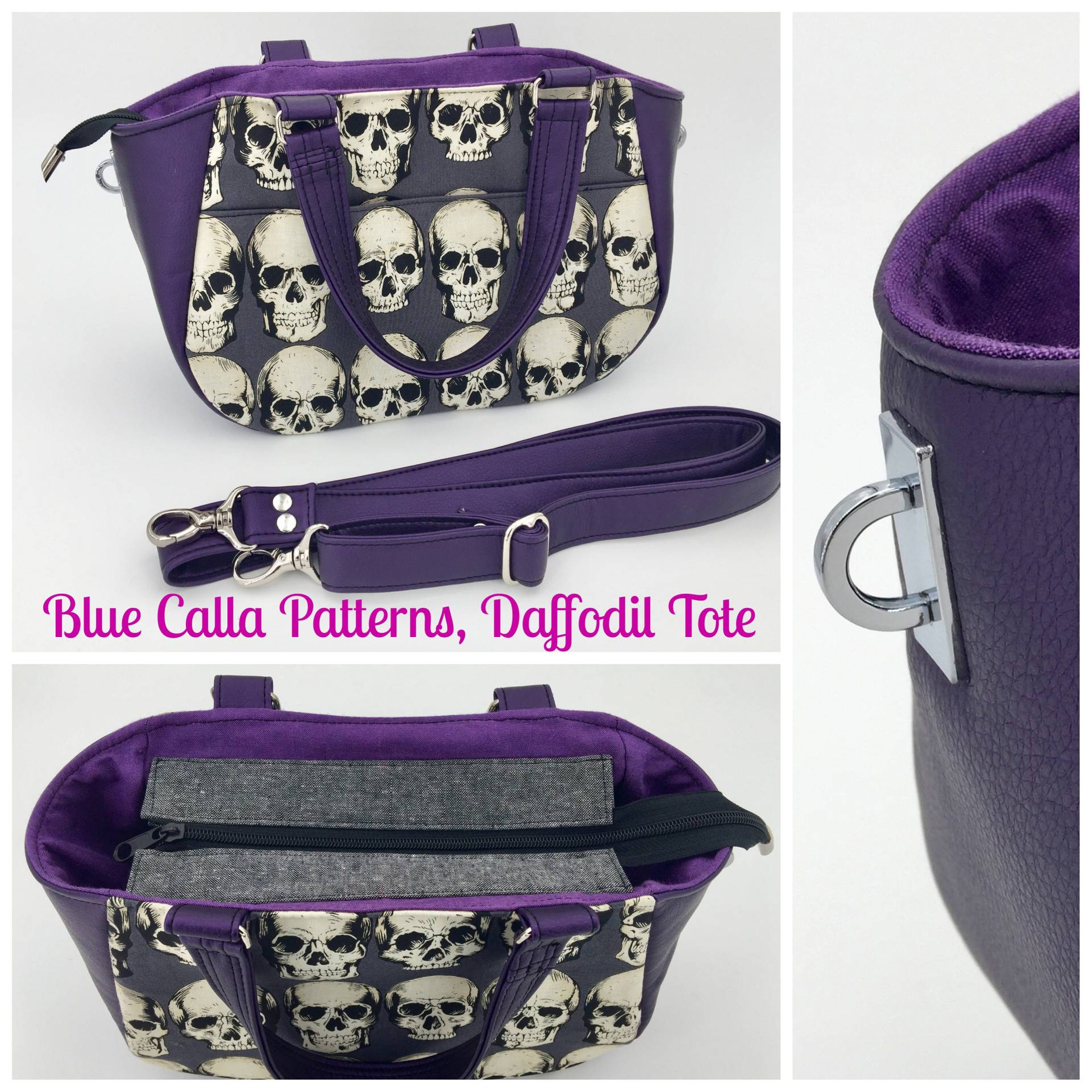 Handtasche Schultertasche Totenköpfe Skulls Lila/Schwarz Punk/Gothic von darkrainbowcrafts