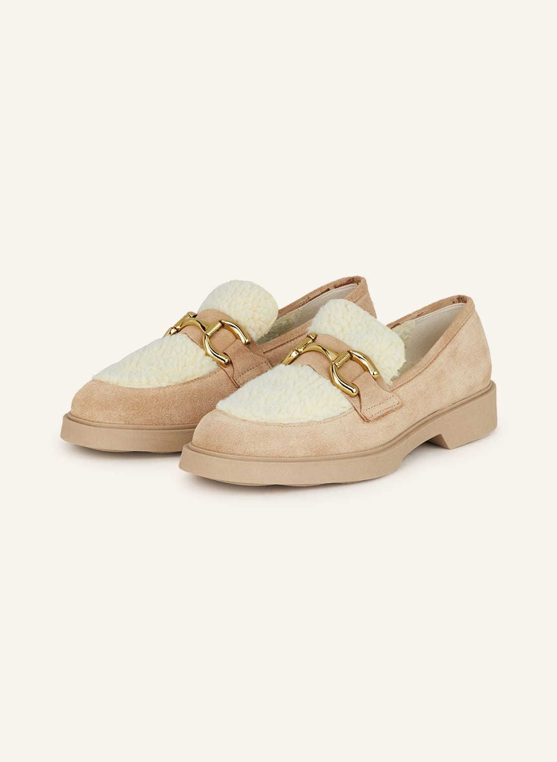 Darling Harbour Loafer Mit Echtfell beige von darling harbour