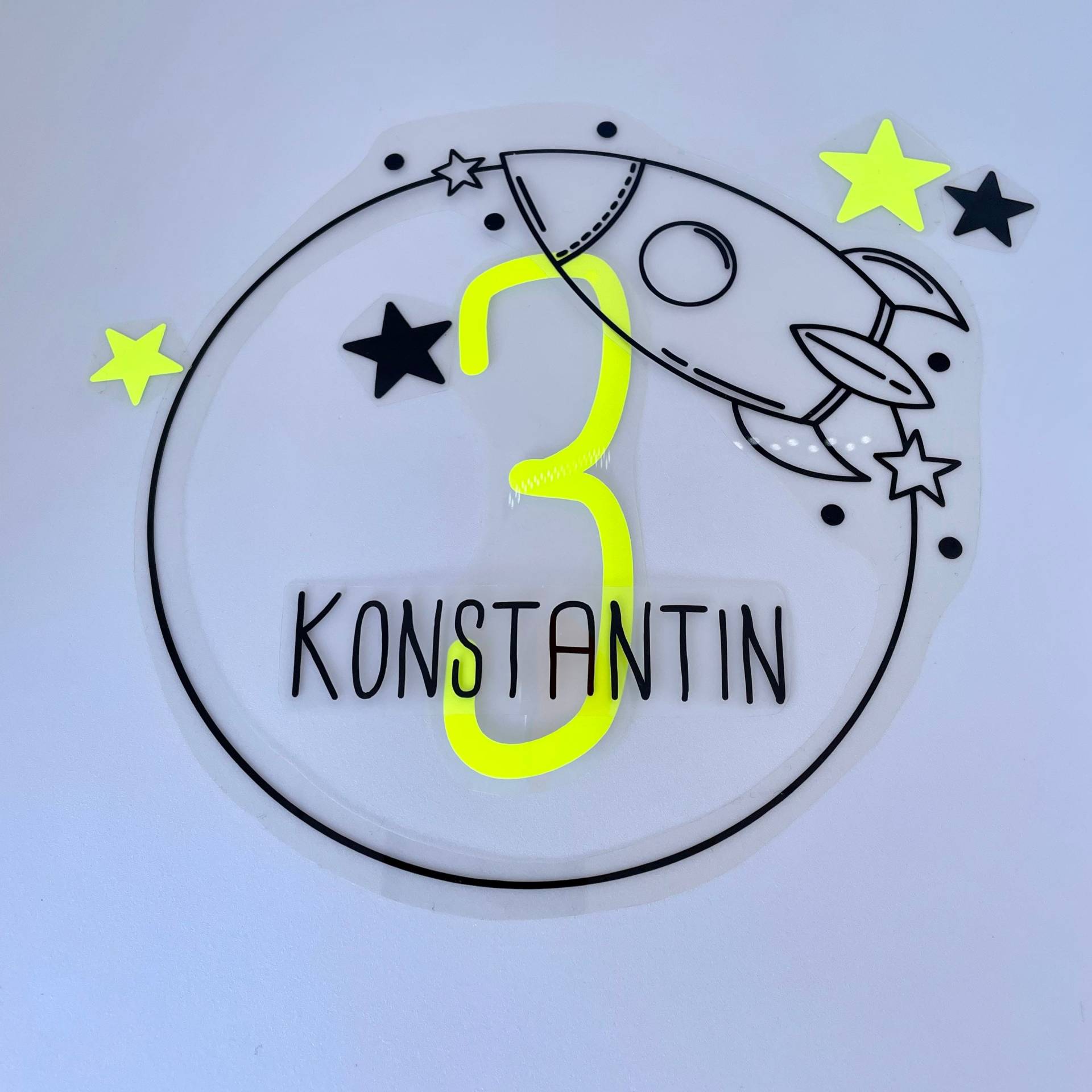 Bügelbild Geburtstag Rakete, Kranz, Wunschtext von dasFraeuleinSchick