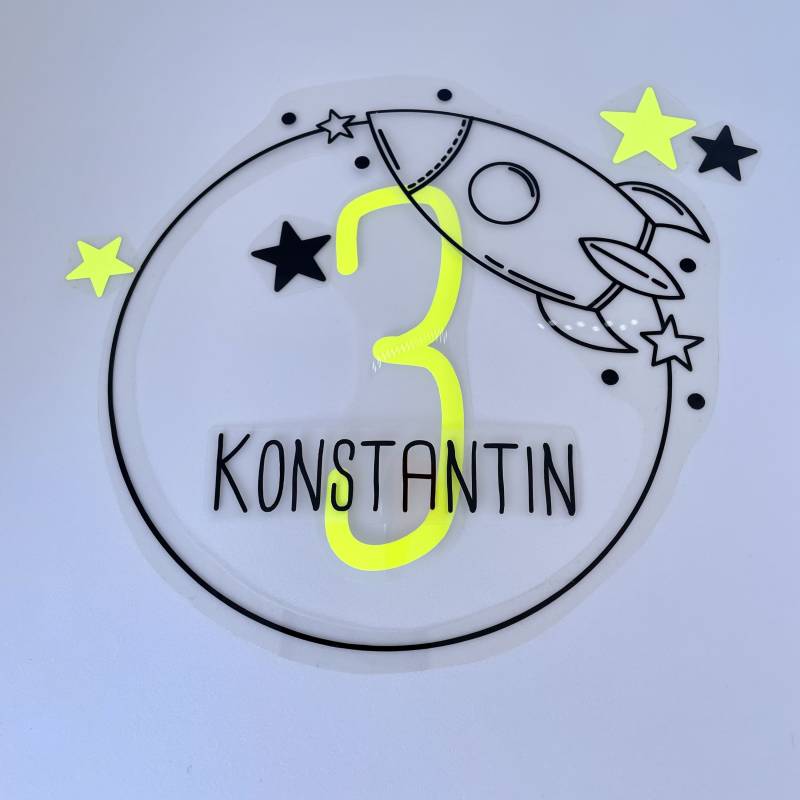 Bügelbild Geburtstag Rakete, Kranz, Wunschtext von dasFraeuleinSchick