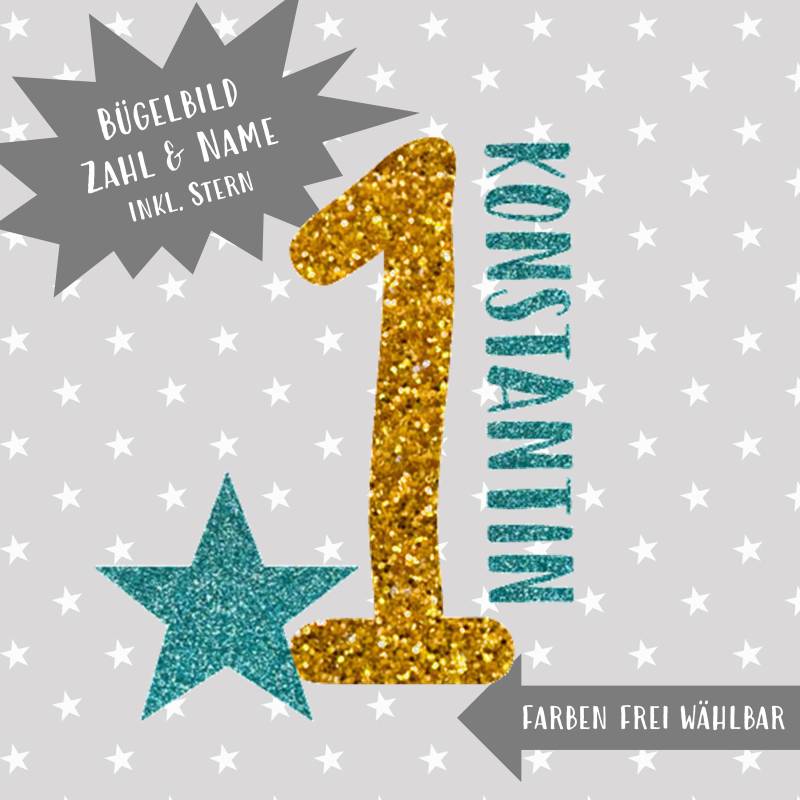 Bügelbild Glitzer Oder Flock, Wunschtext, Glitzerapplikation, Personalisiert von dasFraeuleinSchick