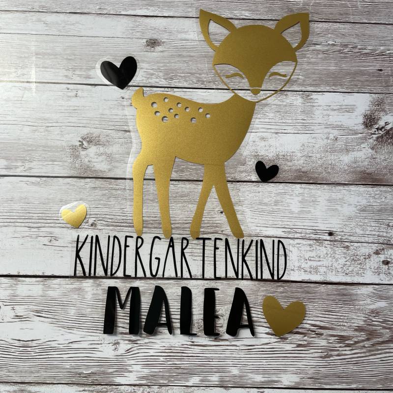 Bügelbild Kindergartenkind Reh, Personalisiert Mit Name Des Kindes, Wunschtext von dasFraeuleinSchick