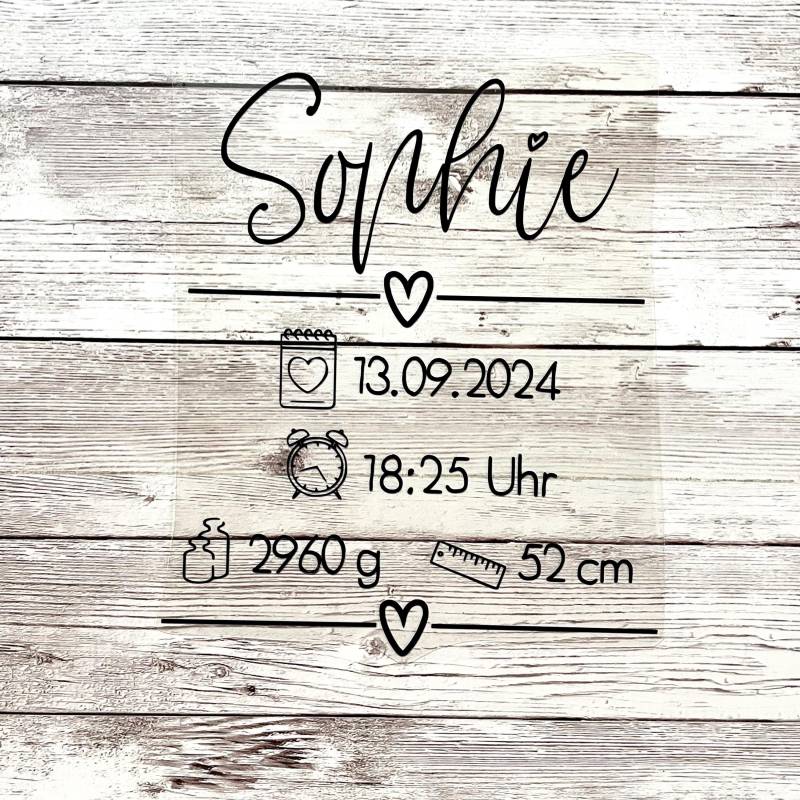 Bügelbild Name Und Geburtsdaten von dasFraeuleinSchick