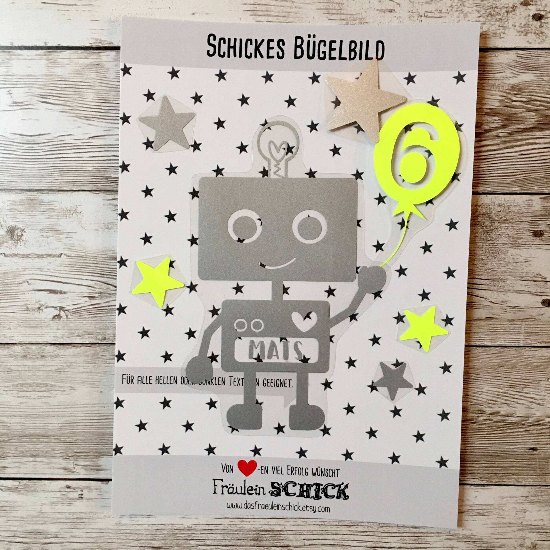 Bügelbild Roboter Xl, Geburtstag von dasFraeuleinSchick