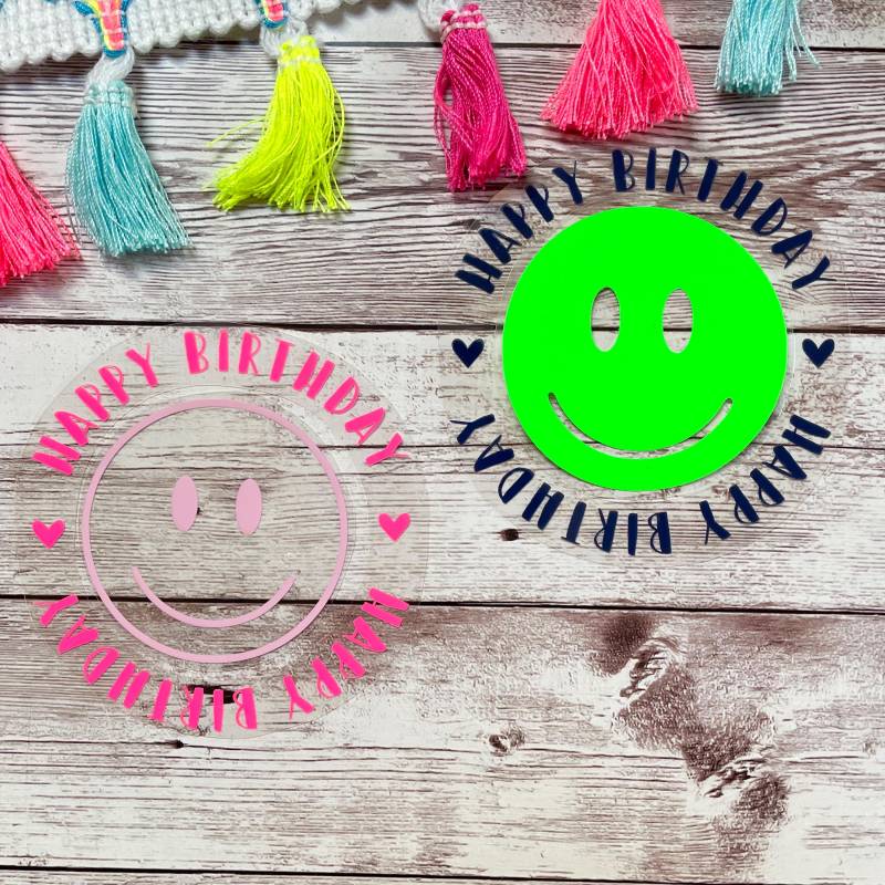 Bügelbild Smilie Geburtstag, Happy Birthday Zum Aufbügeln, Geburtstagsshirt von dasFraeuleinSchick