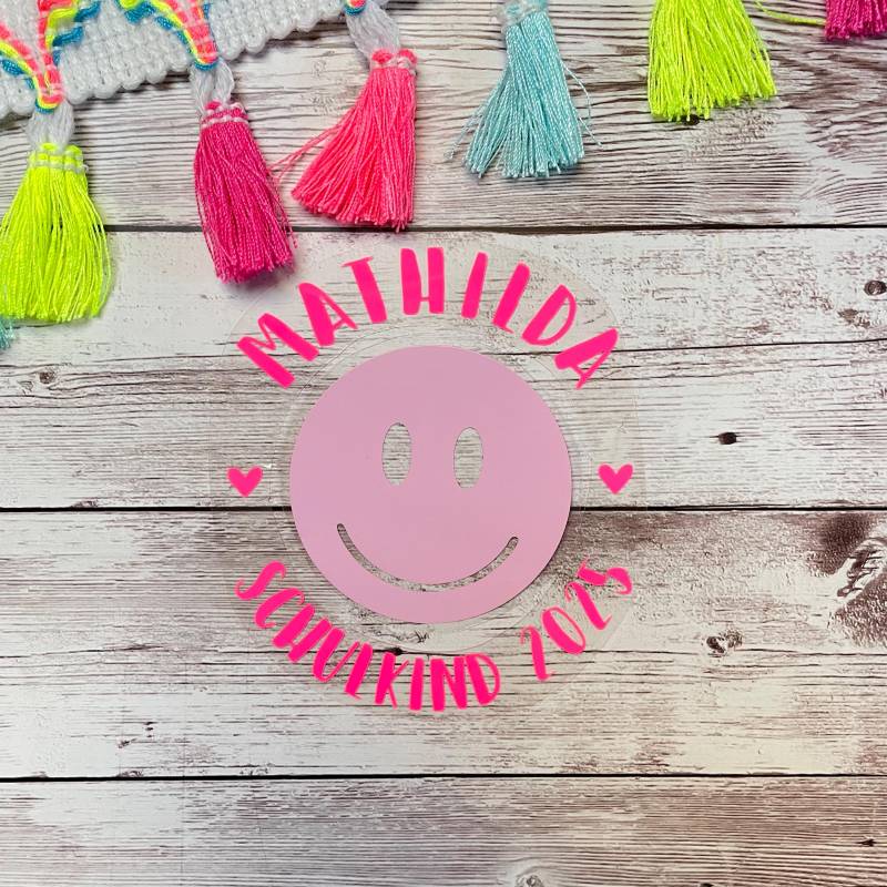 Bügelbild Smilie Schulkind, Einschulung, Schulanfang von dasFraeuleinSchick